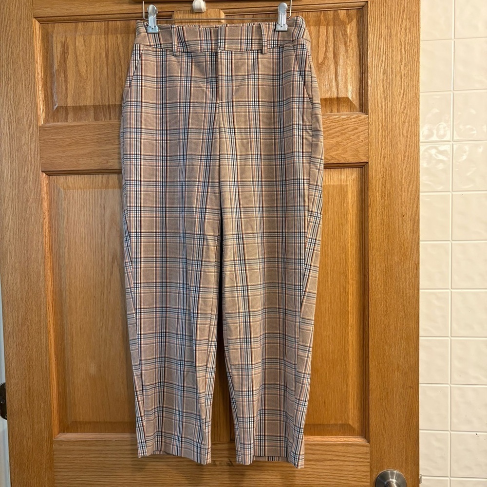 A New Day Mid-Rise Elastizado Stretch Pants Blue Black Tan Plaid Women’s 0 28X27
